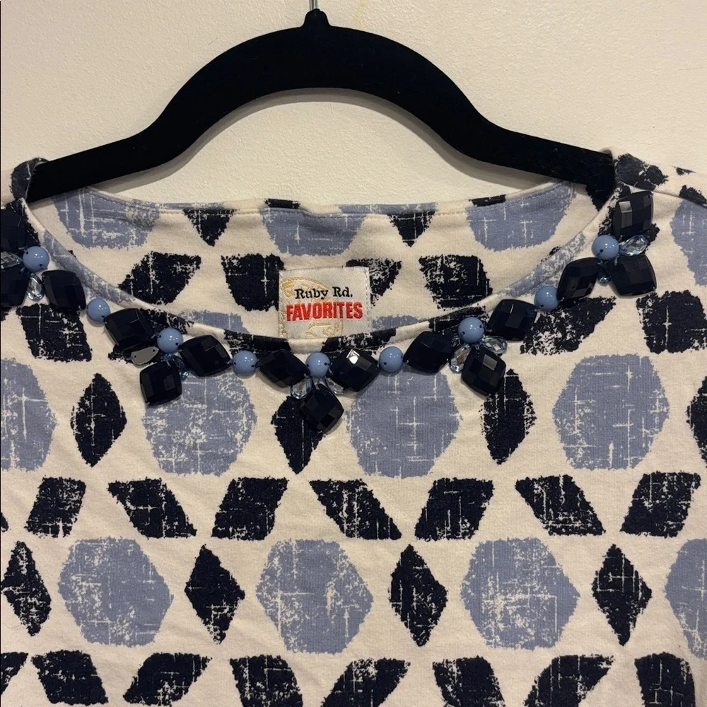 Ruby Rd. Blue and Black Patterned Top - Picture 2 of 8